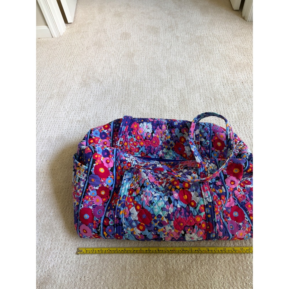 Vera Bradley Large Duffel Bag Purple Pink Floral Quilted Cotton Travel Luggage